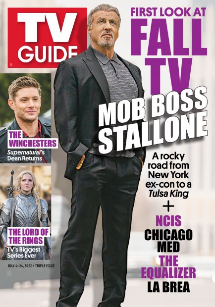 TV Guide cover - Jensen Ackles, Morfydd Clark, Sylvester Stallone - July 4, 2022