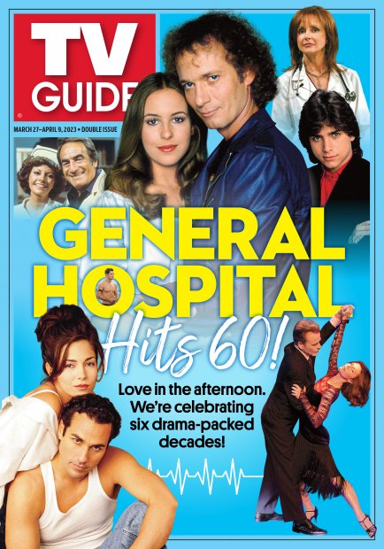 TV Guide cover - Maurice Benard , John Beradino, Genie Francis, Anthony Geary, Finola Hughes, Vanessa Marcil, Emily McLaughlin, John Stamos, James Patrick Stuart, Jacklyn Zeman - March 27, 2023