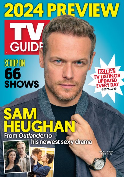 TV Guide cover - Caitríona Balfe, Jessica De Gouw, Sam Heughan - January 8, 2024