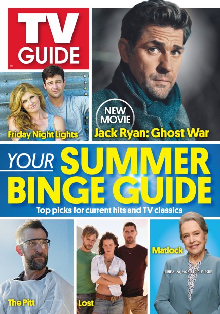 TV Guide cover - Kathy Bates, Connie Britton, Kyle Chandler, Matthew Fox, John Krasinski, Evangeline Lilly, Dominic Monaghan, Noah Wyle - June 8, 2026