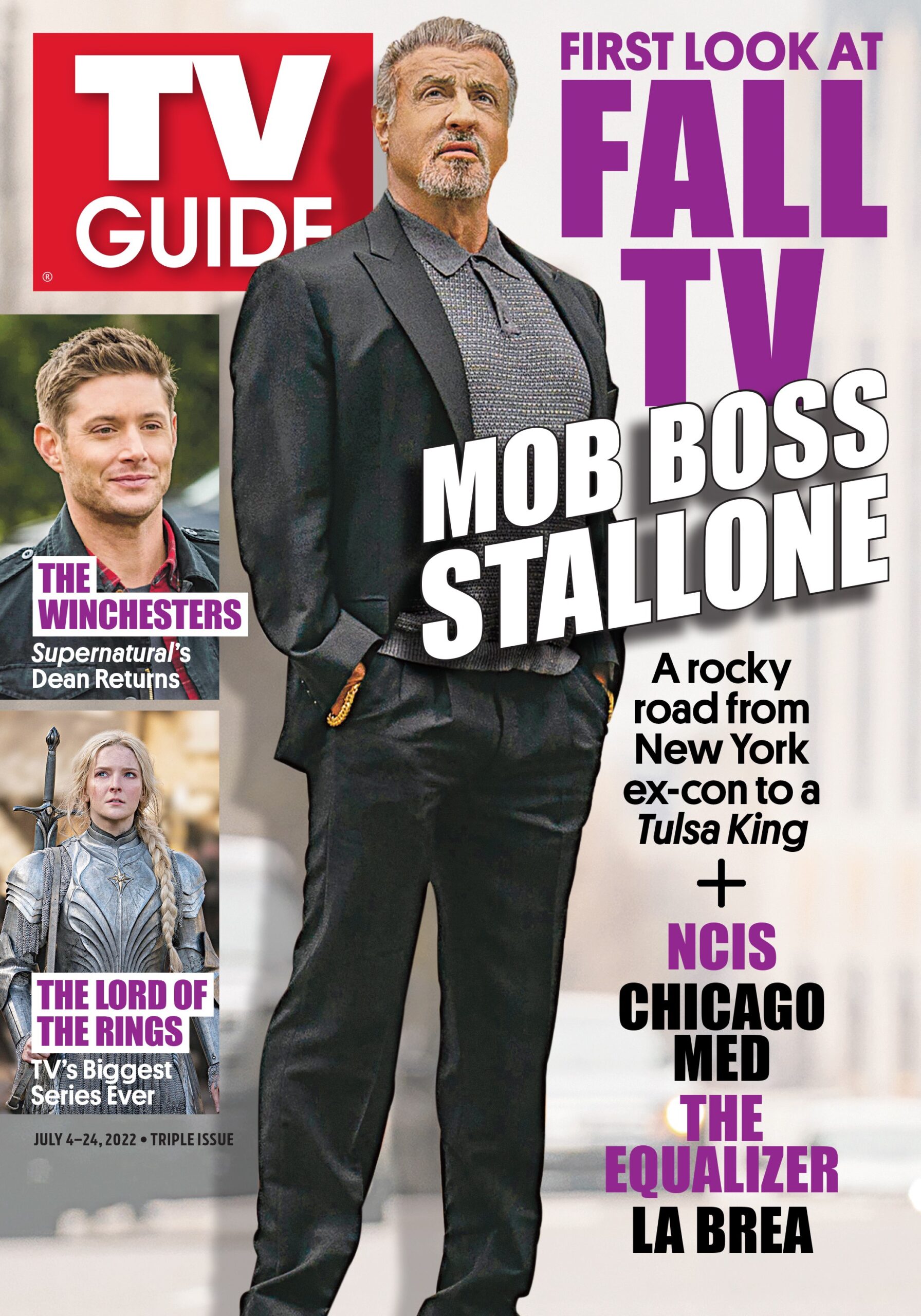 FIRST LOOK AT FALL TV; THE WINCHESTERS Supernatural's Dean Returns; THE LORD OF THE RINGS TV's Biggest Series Ever; MOB BOSS STALONE A rocky road from New York ex-con to a Tulsa King; +NCIS; CHICAGO MED; THE EQUALIZER; LA BREA